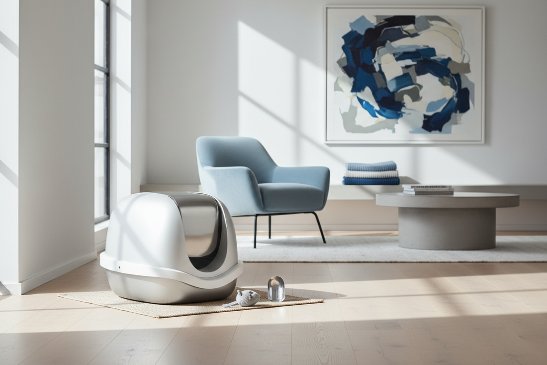 Moderne Katzentoilette in minimalistischem Design – Ratgeber zur Auswahl der perfekten Katzentoilette 2026