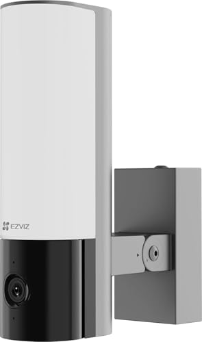 EZVIZ EL3 Überwachungskamera Aussen - 4MP WLAN Flutlicht. Weiße Kompaktkamera mit Flutlichtern zur 4MP WLAN-Videoüberwachung außen.