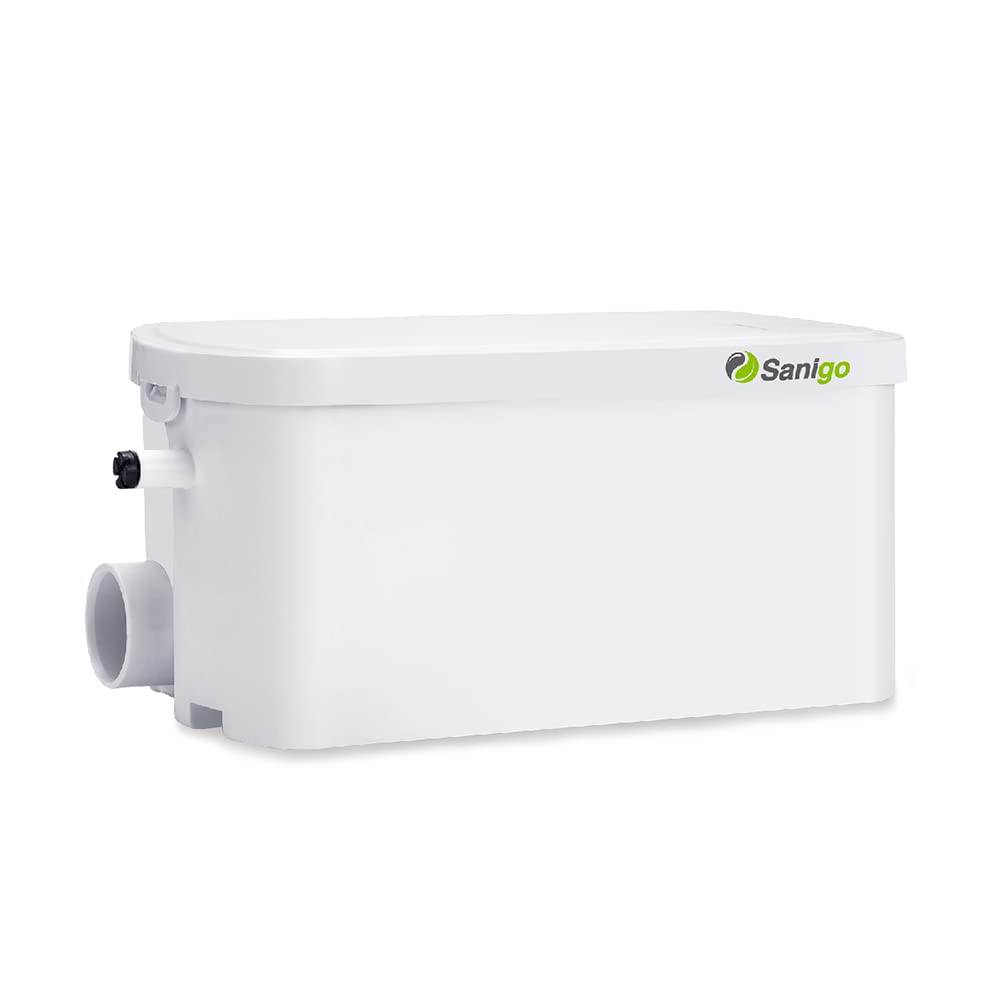 Sanigo SANI-S250C Sanitärzerkleinerer – Dusche 2 Eingänge. Kompakter, quaderförmiger Zerhacker. Fördert Abwasser von Dusche und einem weiteren Anschluss.