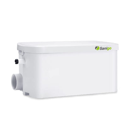 Sanigo SANI-S250C Sanitärzerkleinerer – Dusche 2 Eingänge. Kompakter, quaderförmiger Zerhacker. Fördert Abwasser von Dusche und einem weiteren Anschluss.