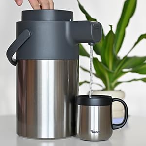 Tiken 3L Pumpkanne Thermoskanne Isolierkanne – Edelstahl
