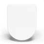 Bullseat® Toilettendeckel, D-förmig, aus weissem Duroplast. Mit Absenkautomatik für sanftes Schliessen auf der Toilette.