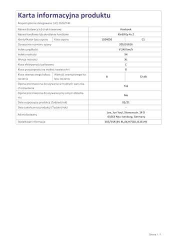 HANKOOK KINERGY 4S 2 H750 XL Ganzjahresreifen - 225/55R16 94V