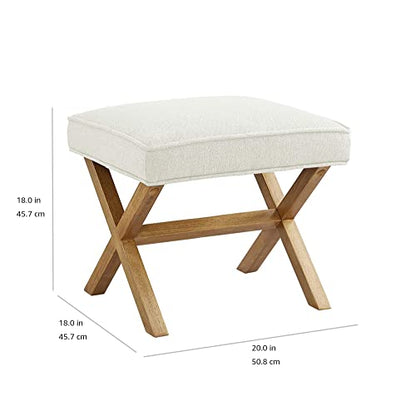 Amazon Basics Moderner Polsterhocker Quadratisch Elfenbein
