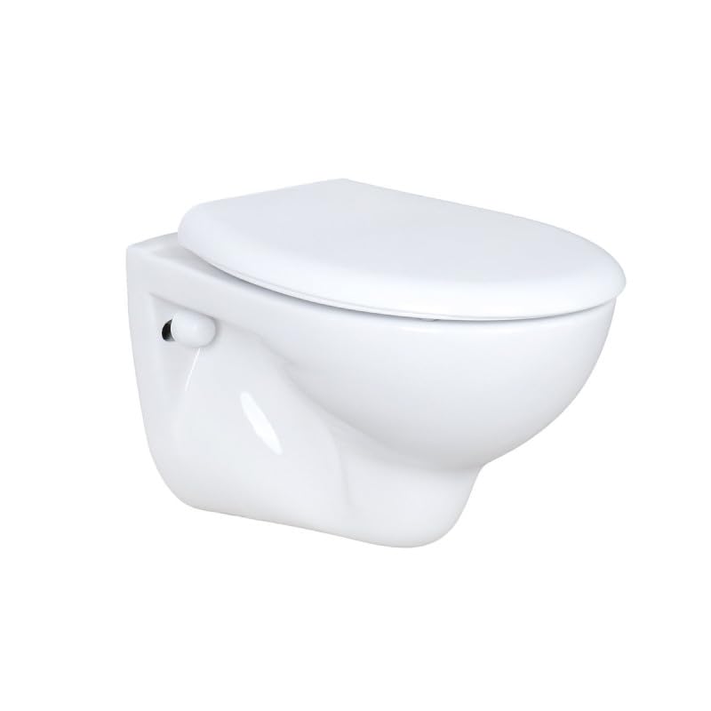 SwissSanitär Premium Wand-WC Tiefspüler - Soft-Close Weiss. Weißes, hängendes WC zur spülwasserbasierten Entsorgung von Abfallprodukten.