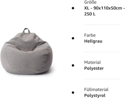 Lumaland Comfort Line Indoor Sitzsack 250L Hellgrau Sessel