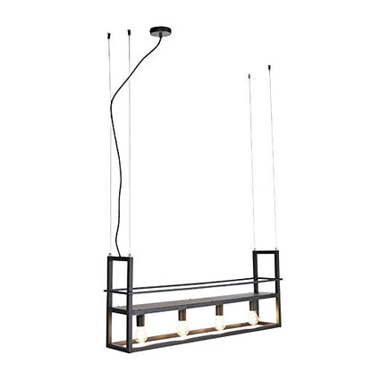 Qazqa Cage Rack Pendelleuchte Industrie Stahl schwarz 4-flammig