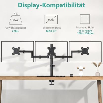 WALI M003S Monitorhalterung 3 Monitore – 27 Zoll Schwarz