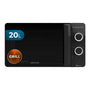 Cecotec Pro Clean 3130 Mikrowelle - Quarz Grill 20 L Schwarz. Rechteckiges schwarzes Gerät. Erhitzt Speisen per Mikrowelle und bräunt mit Quarzgrill.