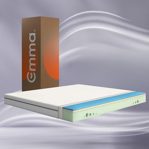 Emma One+ Schaummatratze - 140x200 cm Härtegrad H3 Hart. Rechteckig mit weiß-grauem Bezug. Für festen, ergonomischen Schlafkomfort.