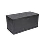 Kreher Kissenbox 340 Liter Holz-Optik Anthrazit mit Sitzfunktion, rechteckige Gartenbox aus Kunststoff mit Deckel