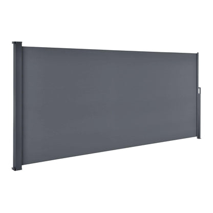Juskys Dubai Seitenmarkise Sichtschutz 500x180 cm – Anthrazit. Ausziehbare, anthrazitfarbene Seitenmarkise als Sichtschutz für Terrasse/Balkon.