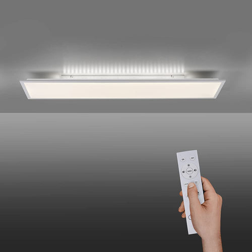 SellTec LED Panel 120x30cm Deckenleuchte - Dimmbar, CCT, Indirekt: Weißes, flaches Rechteckpanel für dimmbare CCT-Beleuchtung.