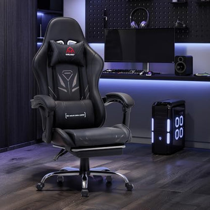 COLAMY PC Gaming Stuhl Ergonomisch – Schwarz Fussstütze