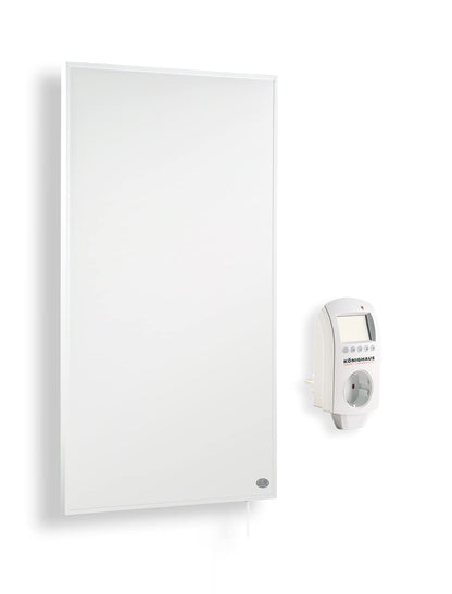 Könighaus Infrarot Wandheizung 1000 Watt - Smart Thermostat, weißes, rechteckiges Panel zur effizienten Raumbeheizung.