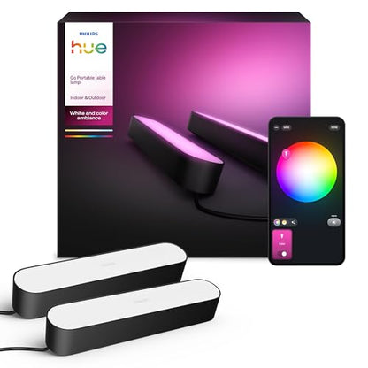 Philips Hue White & Color Ambiance Play Lightbar 2er Pack Schwarz: Zwei schwarze Lightbars für smarte, dynamische Hintergrundbeleuchtung und präzise Farbwiedergabe.