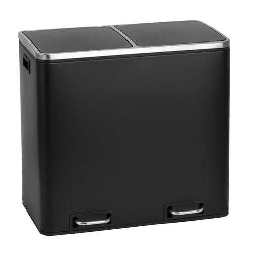 SVITA TM2X24 Treteimer 48L Mülltrennsystem - Schwarz. Rechteckiger, schwarzer Treteimer mit zwei 24L Inneneimern zur Abfalltrennung.