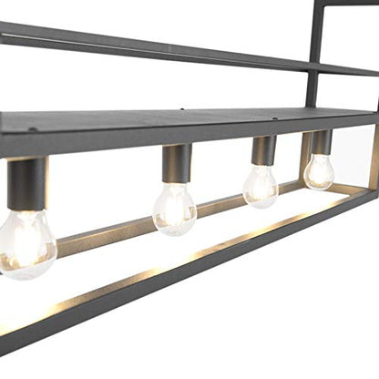 Qazqa Cage Rack Pendelleuchte Industrie Stahl schwarz 4-flammig