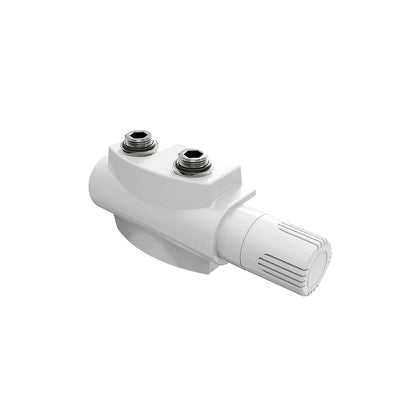 Heilmetz Multiblock Set Heizkörper Anschlussarmatur mit Thermostat, Messing weiss beschichtet, Eck- und Durchgangsform
