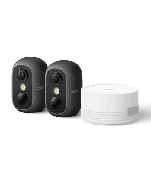 eufy eufyCam C35 Überwachungskamera 2er-Pack mit HomeBase Mini – kabellose Kamera in Schwarz für innen und aussen