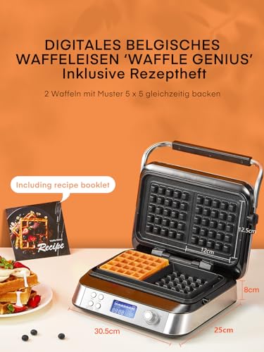 FOHERE Doppelwaffeleisen Belgisch - 1600W, 5 Programme