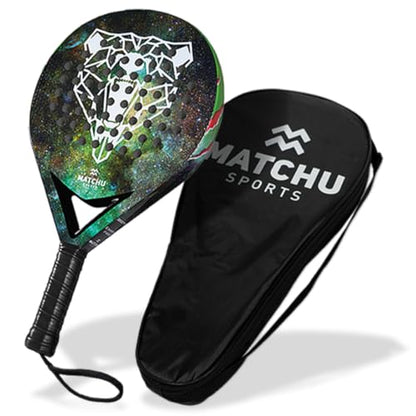 Matchu Bear carbon Padelschläger – grün für Anfänger: Grüner carbon Padelschläger mit runder Kopfform. Entwickelt für Padel-Anfänger zum Erlernen des Spiels.