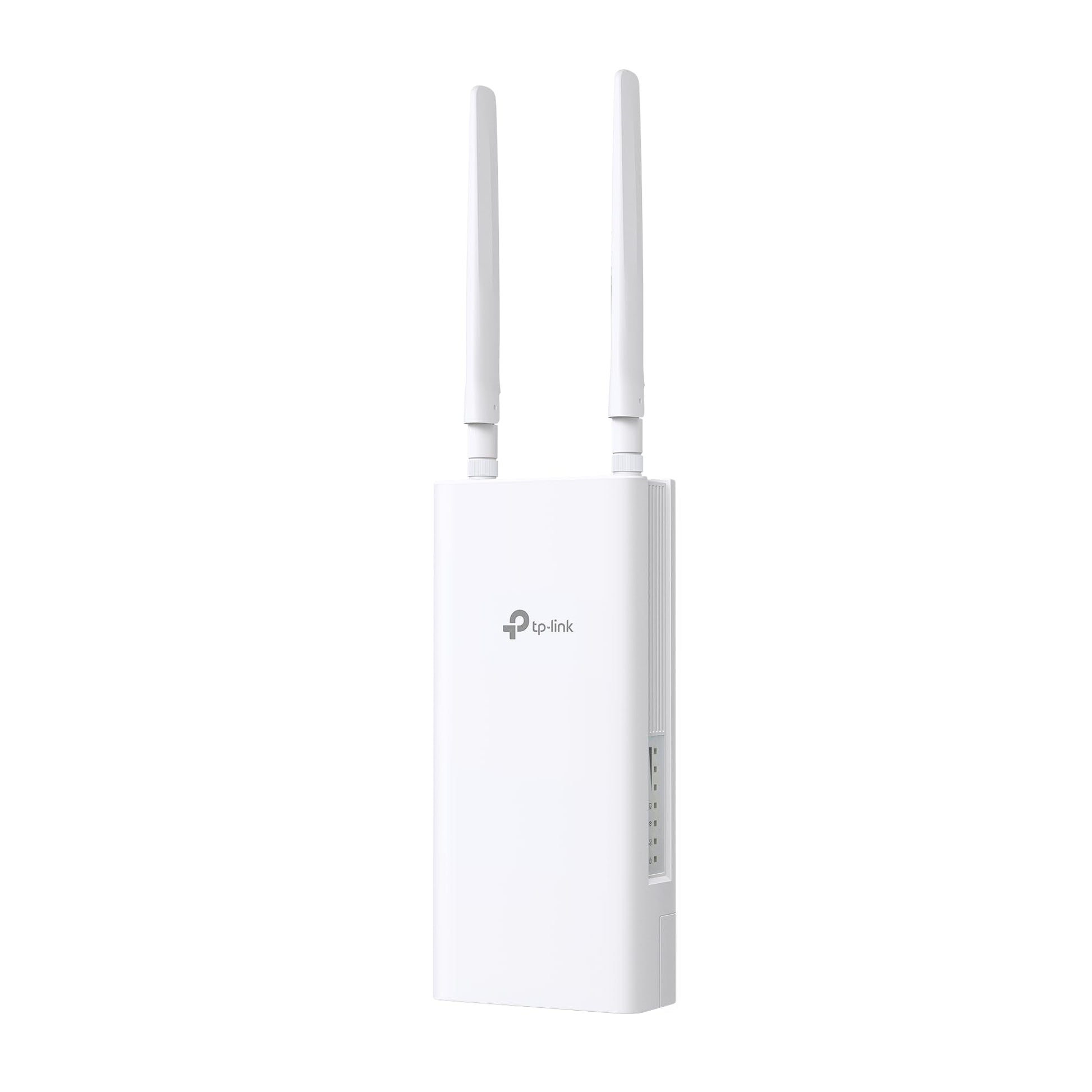 TP-Link TL-MR110-Outdoor 4G LTE WLAN Router - SIM-Karte. Weißes, wetterfestes Gehäuse. Stellt draußen mobiles 4G LTE WLAN via SIM-Karte bereit.