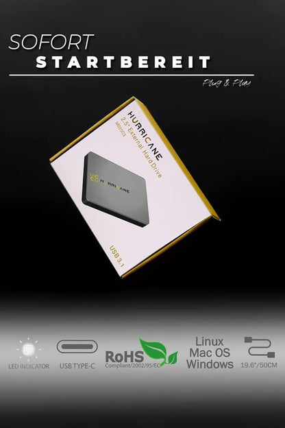 HURRICANE MD25C3 Externe Festplatte 1TB USB-C - Grau