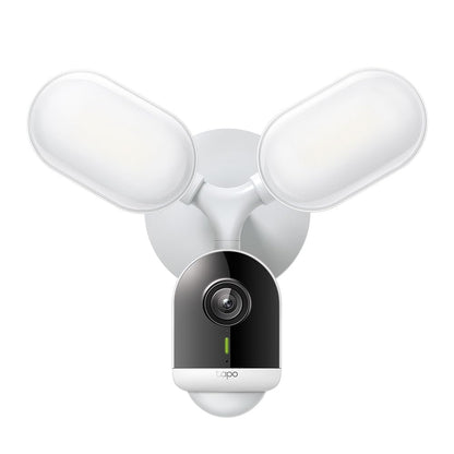Tapo C720 Flutlicht Sicherheitskamera WLAN 2K aussen – Kabel, weiße 2K-Flutlichtkamera zur Videoüberwachung und Ausleuchtung aussen.