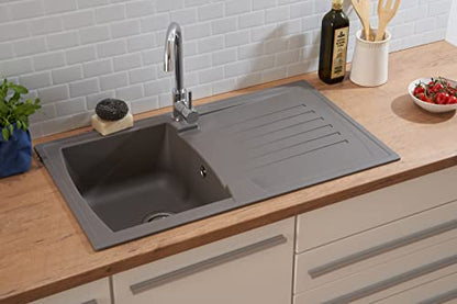 Respekta Boston Mineralitespüle – Betongrau 1 Becken 86x50 cm