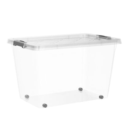 ATHLON TOOLS Aufbewahrungsboxen 60 L mit Deckel, 4er-Set, transparent