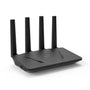 GL.iNet GL-AX1800 (Flint) WiFi 6 Dual Band Gigabit Router, schwarzer, rechteckiger Router mit Antennen. Bietet WiFi 6 Dual Band Gigabit WLAN für Heimnetzwerke.