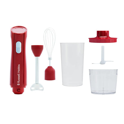 Russell Hobbs Desire 3-in-1 Stabmixer Rot mit Zerkleinerer, 27142-56