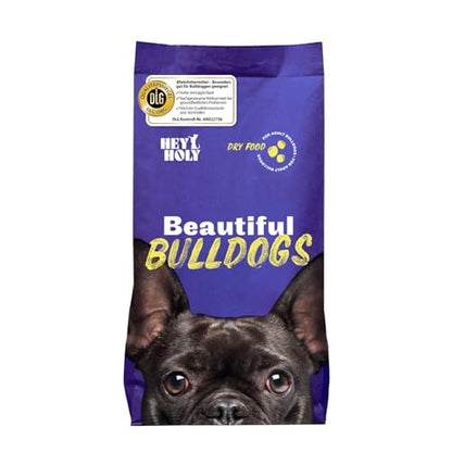 HEY HOLY Premium Trockenfutter Bulldoggen – Getreidefrei Lachs 7kg. Braune Kroketten. Alleinfuttermittel für Bulldoggen.