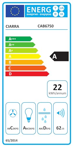 CIARRA CBCB6750 Kopffreie Schräghaube - 60cm Umluft/Abluft Schwarz