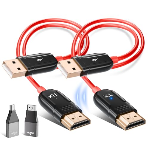 HDMI Funkübertragung 4K 5.8G Streaming Set - Rot: Rotes Set zur kabellosen 4K HDMI-Signalübertragung via 5.8GHz für Streaming.