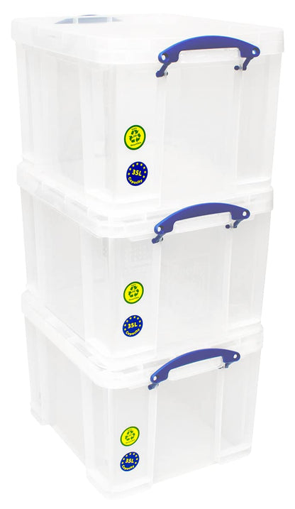 Really Useful Aufbewahrungsboxen 3er-Pack 35 l farblos