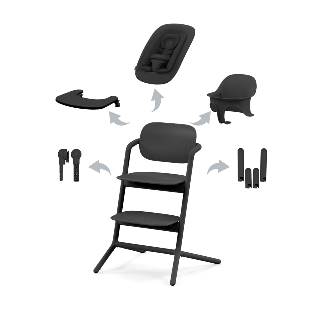 CYBEX Gold LEMO Hochstuhl 4in1-Set mitwachsend - Stunning Black. Sicherer Sitz für Babys & Erwachsene.