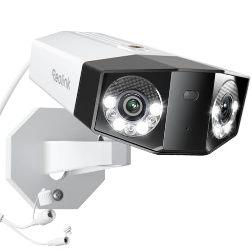 Reolink Duo 3 PoE Aussenkamera 16MP Dual-Objektiv 180° Panorama: Weißes Gerät für 16MP 180°-Videoüberwachung via PoE.