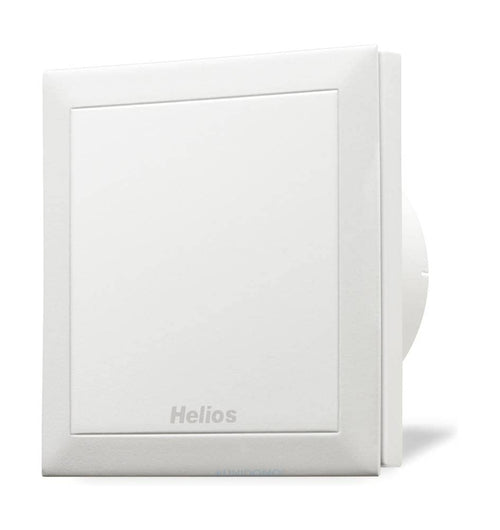 Helios M1/100 F Minilüfter – Feuchteverlaufssteuerung. Kompakter, weißer Ventilator steuert Lüftung bedarfsgesteuert nach Feuchteverlauf.