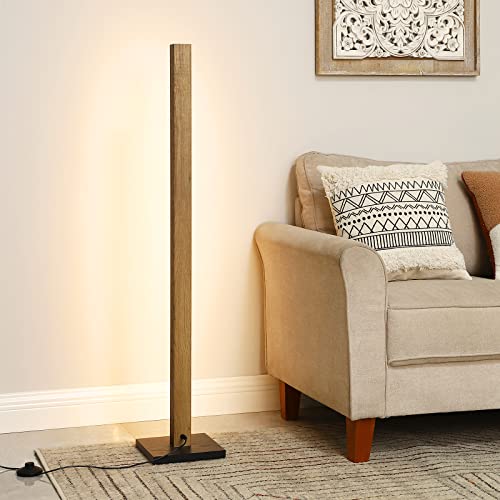 EDISHINE LED Stehleuchte Holz Dimmbar – Boho Vintage Ecklampe: Hohe Holzlampe, liefert dimmbares LED-Licht zur Raum- oder Akzentbeleuchtung.