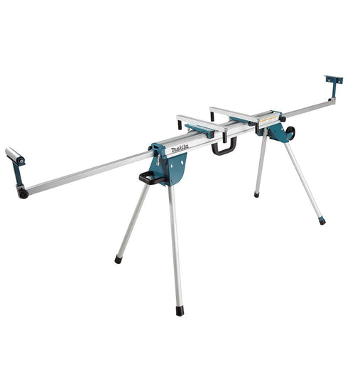 Makita DEBWST06 Untergestell mit Auflagen - Medium. Klappbares, blau-schwarzes Stativ mit ausziehbaren Auflagen für Kappsägen.