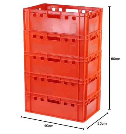 E2 Fleischkiste 60x40x20 Rot – 5 Stück Metzger Lagerkisten