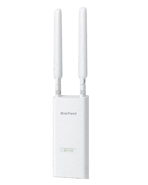 BrosTrend AC1200 Outdoor WLAN AP DualBand Gigabit IP65 PoE. Weißes, kompaktes Gehäuse für wetterfestes DualBand Gigabit WLAN per PoE.