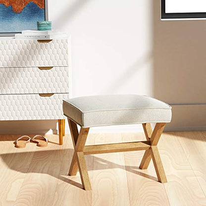 Amazon Basics Moderner Polsterhocker Quadratisch Elfenbein