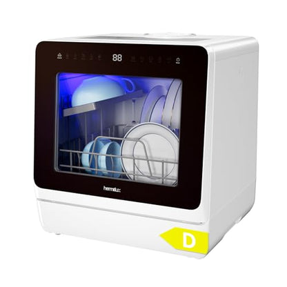Hermitlux Tischgeschirrspüler Mini – 5 Massgedecke, 5L Tank. Kompaktes Gerät. Reinigt bis zu 5 Massgedecke mit integriertem 5L Wassertank.