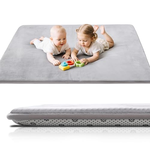 Favodormir Baby Krabbelmatte Dick 150x180x3cm - Grau. Rechteckige, 3cm dicke, graue Matte als stoßdämpfende Unterlage für Babys.