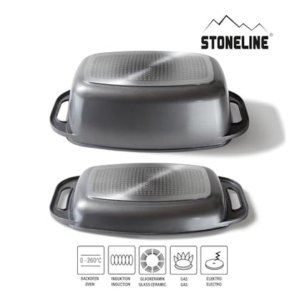 STONELINE Aluguss Bräter Induktion Antihaft – 43x26 cm 8,4L Grau