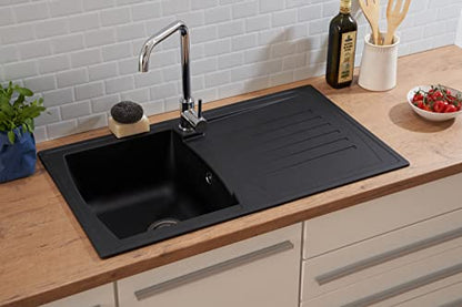Respekta Boston Mineralitespüle – schwarz, 1 Becken, 86x50 cm