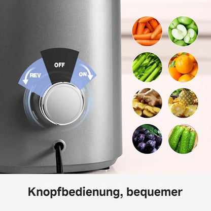 AMZCHEF Entsafter Slow Juicer 250W mit 145mm Öffnung – Grau